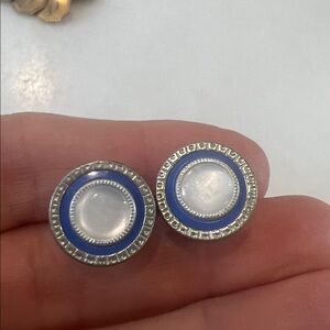 Vintage Deco Silvertone Mother blue  Snap tuxedo